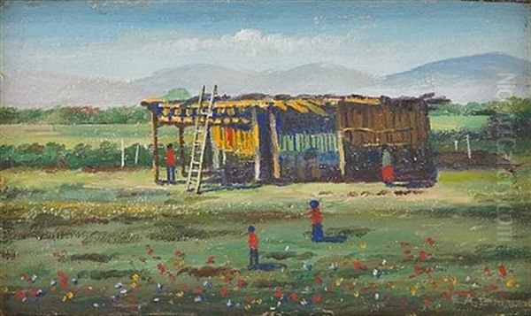 Pima Indian Home At Sacaton, Arizona Oil Painting by Elbridge Ayer Burbank