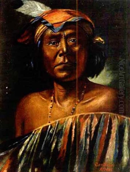 Go-shono, Apache Medicine Man Oil Painting by Elbridge Ayer Burbank