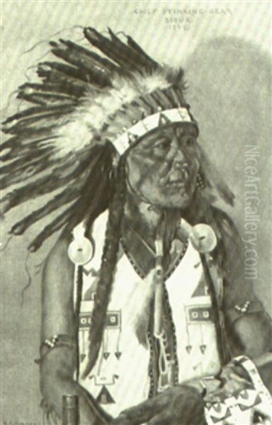 Chief Stinking Bear Oil Painting by Elbridge Ayer Burbank