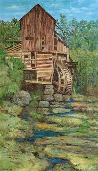 Old Mill Scene Oil Painting by Elbridge Ayer Burbank