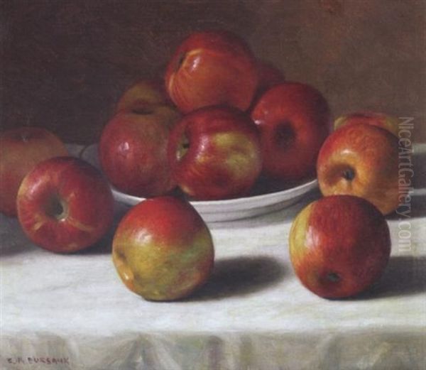 A Still Life With Apples Oil Painting by Elbridge Ayer Burbank