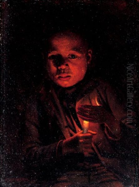 Indian Child With Candle Oil Painting by Elbridge Ayer Burbank