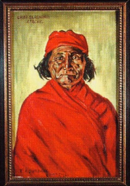 Geronimo In Red Oil Painting by Elbridge Ayer Burbank