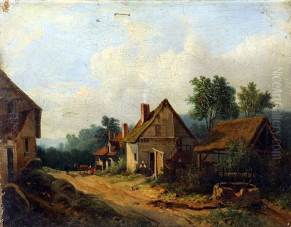 Chaumiere Au Puits Oil Painting by Jacques-Hippolyte van der Burch