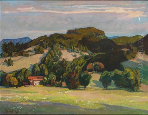 Stilles Tal. Landschaft Im Abendrot Oil Painting by Paul Buerck