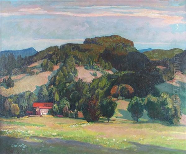 Stilles Tal. Landschaft Im Abendrot Oil Painting by Paul Buerck