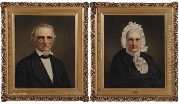 John Conrad Zimmerman (1802-1875) And His Wife Selina Pierce Wannamaker Zimmerman (1810-1889) Of Glenn Springs, South Carolina (pair) Oil Painting by Horace Robbins Burdick