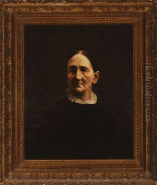 Portrait Of An Elderly Woman In Black Oil Painting by Horace Robbins Burdick