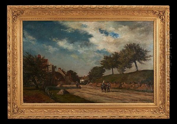 Country Path W/ Figures Oil Painting by Pierre-Isidore Bureau