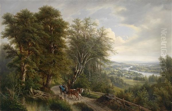 Grose Donaulandschaft Mit Blick Auf Nusdorf Oil Painting by Josef Burgaritzky