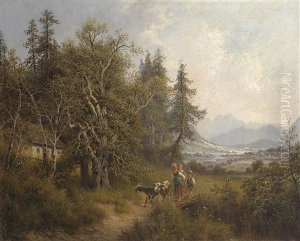 Aus Dem Salzkammergut Oil Painting by Josef Burgaritzky