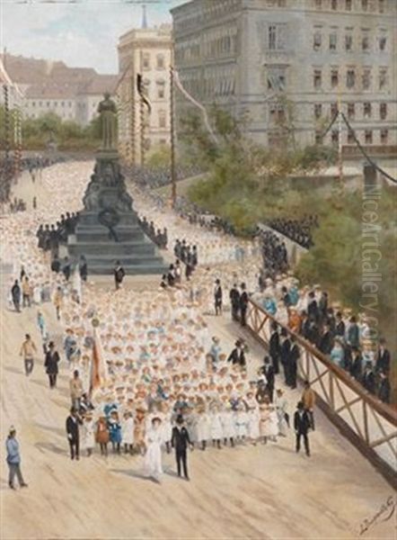 Fest Am Schillerplatz, Wien Oil Painting by Josef Burgaritzky