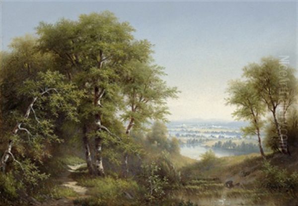 Waldlandschaft Oil Painting by Josef Burgaritzky