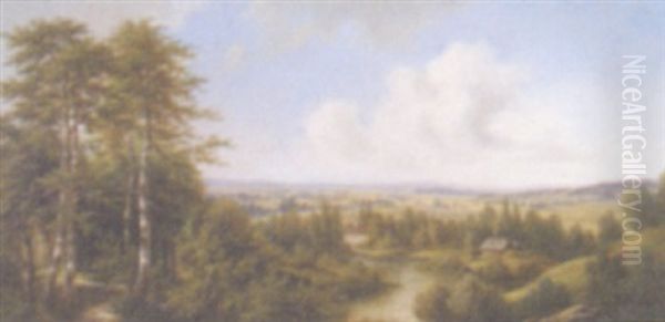 An Extensive Landscape Oil Painting by Josef Burgaritzky