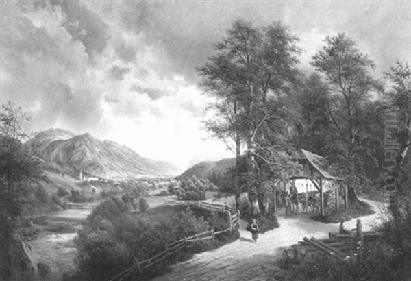 Landschaft In Tirol Oil Painting by Josef Burgaritzky