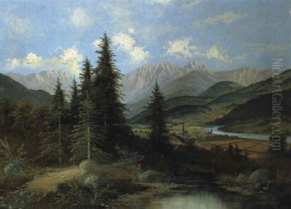 Bischofshofen Oil Painting by Josef Burgaritzky