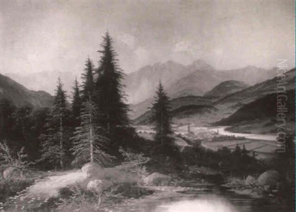 Landscape In The Ziller Valley, Austria Oil Painting by Josef Burgaritzky