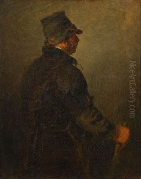 Homme Au Chapeau Oil Painting by Anton Burger