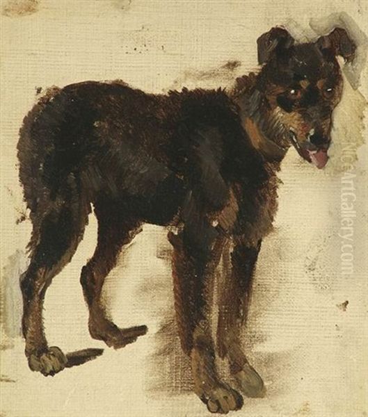 Hundestudie Oil Painting by Anton Burger