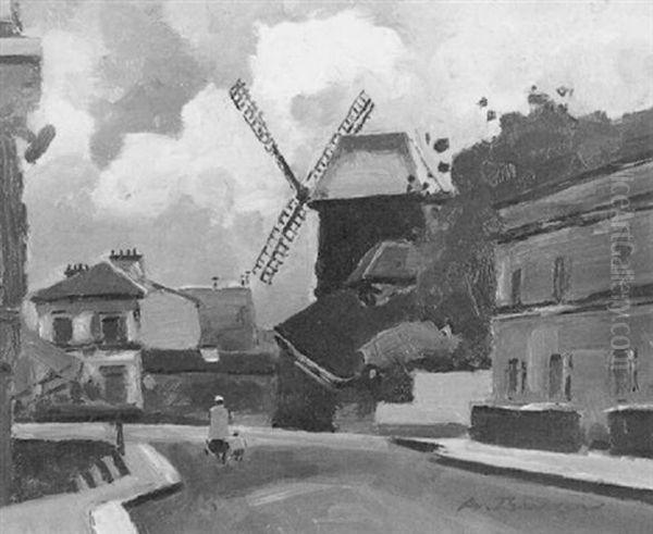 Moulin De La Galette A Montmartre Oil Painting by Anton Burger