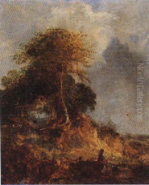 Landschaft Mit Rastendem Schafer Oil Painting by Anton Burger