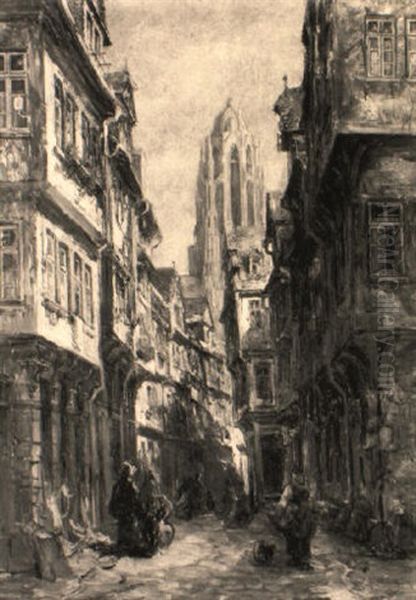 Partie In Der Frankfurter Altstadt Oil Painting by Anton Burger