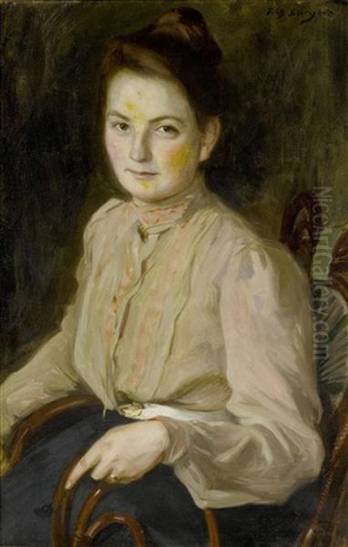 Portrait Einer Sitzenden Dame Oil Painting by Fritz Burger