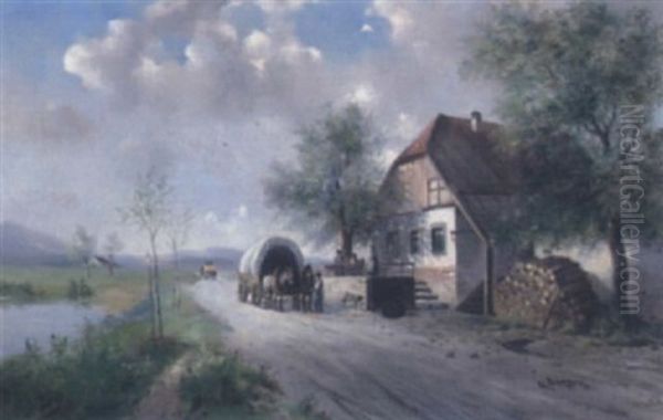 Rast Vor Einem Gasthaus Oil Painting by Lothar Buerger