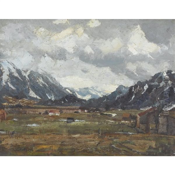 Gebirgstal Im Herbst Oil Painting by Felix Buergers