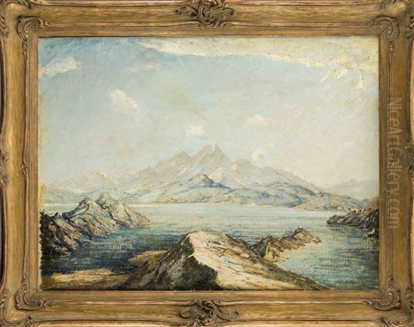 Sommerlicher Bergsee Oil Painting by Felix Buergers