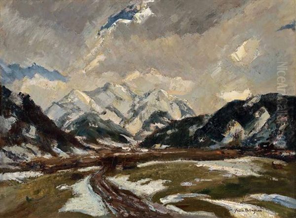 Schneeschmelze Im Werdenfelser Land Oil Painting by Felix Buergers