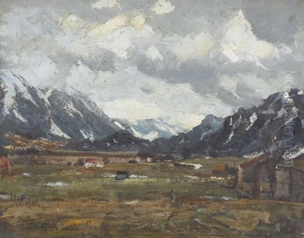 Gebirgstal Im Herbst Oil Painting by Felix Buergers