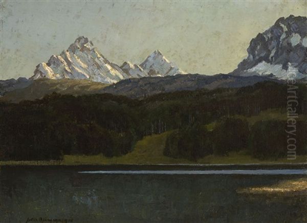 Gebirgssee Im Abendlicht Oil Painting by Felix Buergers