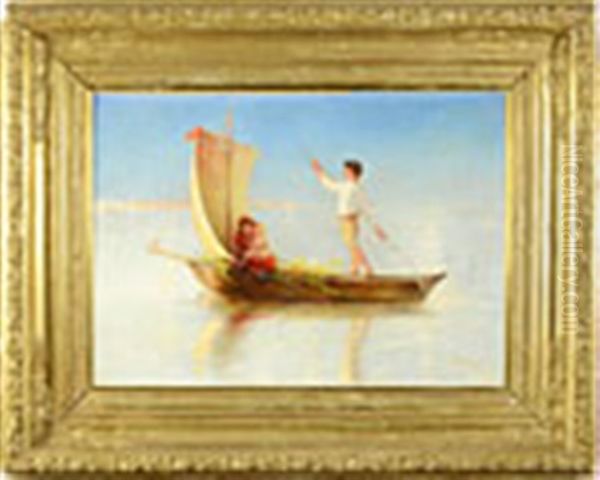 On A Boat Oil Painting by Hendricus-Jacobus Burgers