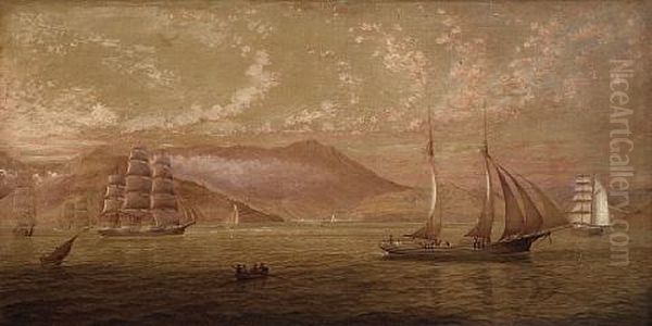 Boats On San Francisco Bay Oil Painting by George Henry Burgess