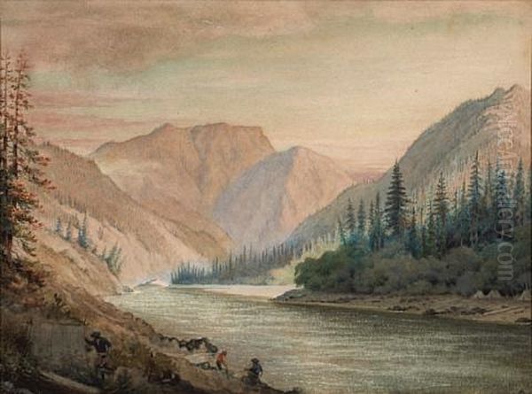 Spuzzum (between The Canyons, Above Fort Yale) Frazer River, British Columbia Oil Painting by George Henry Burgess