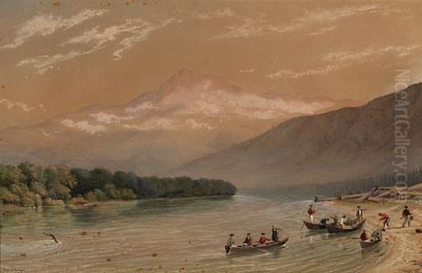 Frazer River Camp, British Columbia Oil Painting by George Henry Burgess