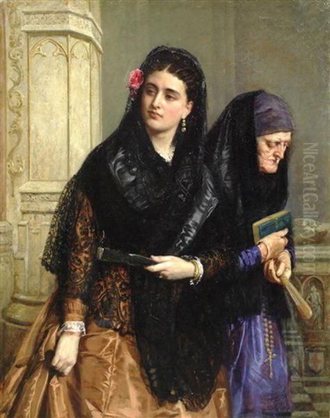 Youth And Age Oil Painting by John Bagnold Burgess