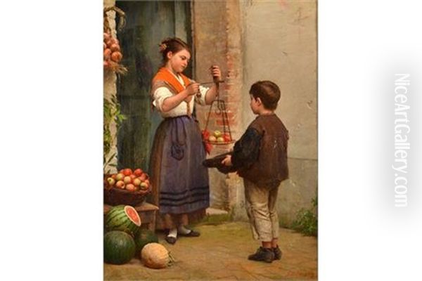 The Fruit Seller Oil Painting by John Bagnold Burgess