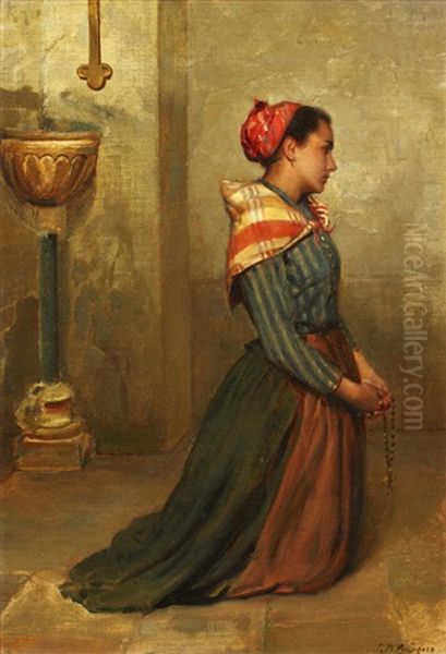 At Prayer Oil Painting by John Bagnold Burgess