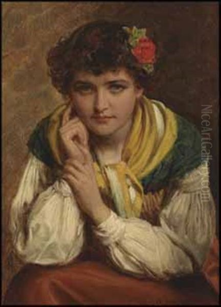 A Spanish Gypsy Oil Painting by John Bagnold Burgess