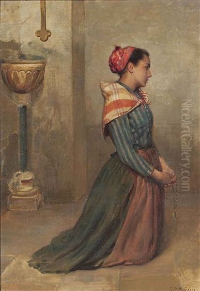 Kneeling To Prayer Oil Painting by John Bagnold Burgess