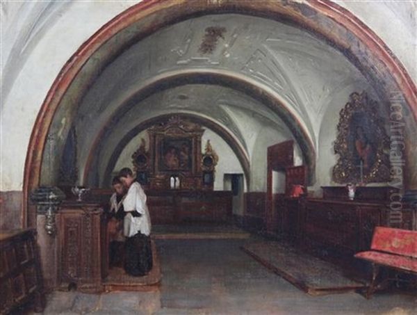 Sacristy Of Salamanca Cathedral Oil Painting by John Bagnold Burgess