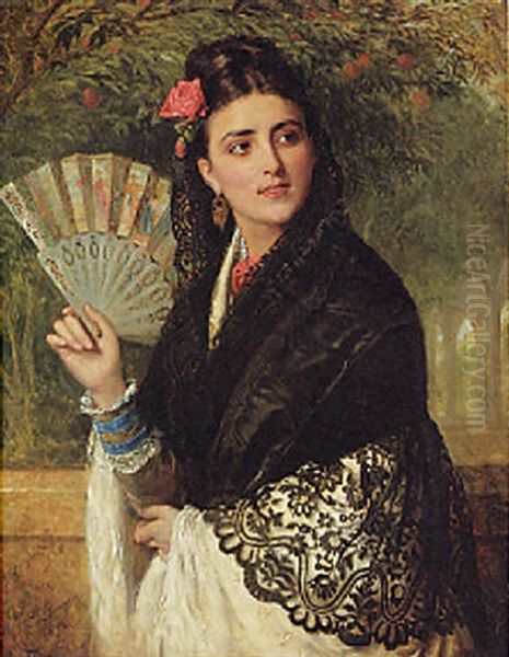 The Fan Oil Painting by John Bagnold Burgess