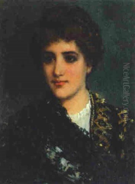 Portrait Of A Lady Oil Painting by John Bagnold Burgess