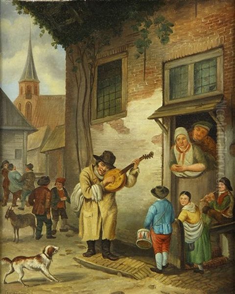 Village Scene Oil Painting by Hendrick Van Der Burgh