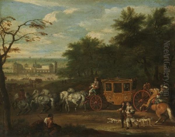 Ankunft Ludwig Des Xiv. In Versailles(?) Oil Painting by Hendrick Van Der Burgh