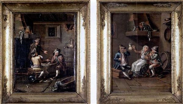 Drei Manner Im Wirtshaus Beim Kartenspiel Oil Painting by Hendrick Van Der Burgh