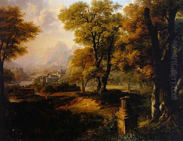 Paysage Classique Avec Des Fabriques Oil Painting by Hendrick Van Der Burgh