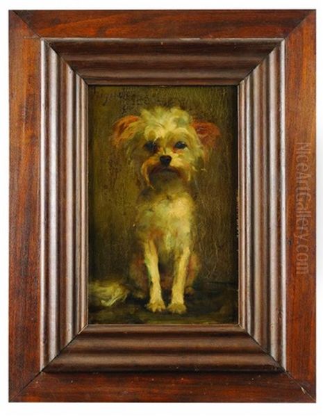 Portrait De La Chienne Friquette Oil Painting by Berthe Burgkan